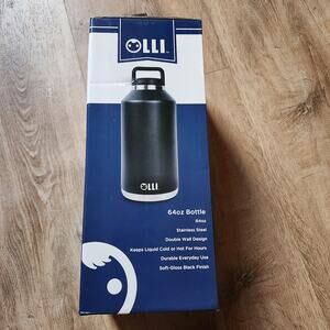 NEW IN BOX OLLI 64oz Water Bottle Stainless Steel Double-Wall Matte Black